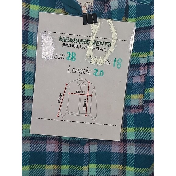 Cat & Jack Girls Sz M Teal Plaid Shacket Shirt Jacket Casual School Outdoor NWT - Picture 6 of 6